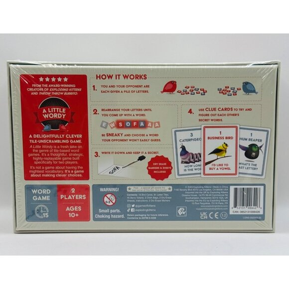 A Little Wordy By Exploding Kittens Two Player Tile Word Game NEW - Picture 3 of 3